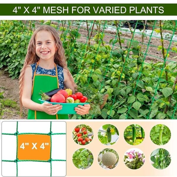 ecofynd Garden Trellis Netting for Climbing Plants Outdoor, 6x3 ft Plant Creeper Net for Cucumber, Tomato, Supporting Net with 4x4 Inch Mesh
