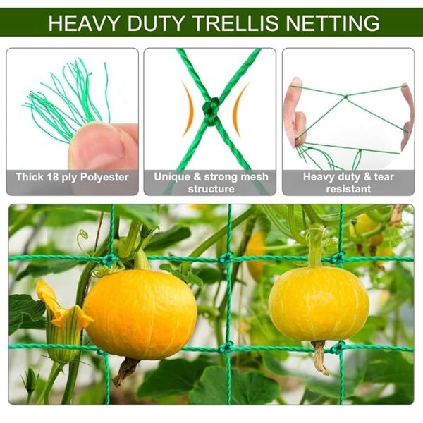 71qO6XJYQeL. SX679 ecofynd Garden Trellis Netting for Climbing Plants Outdoor, 6x3 ft Plant Creeper Net for Cucumber, Tomato, Supporting Net with 4x4 Inch Mesh